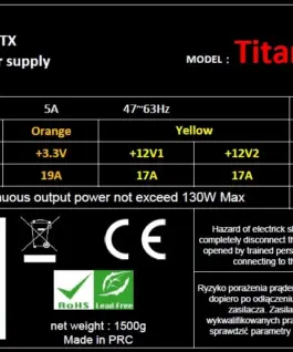 Rebeltec Power supplay ATX ver2.31 TITAN 500W