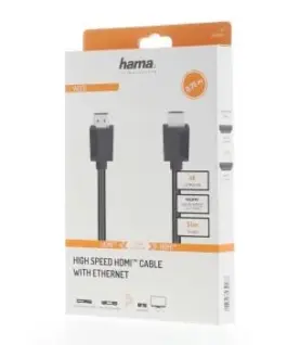 Alternative view of Кабел HAMA 205004, HDMI мъжко - HDMI мъжко, 4K, 18Gbit/s, Ethernet, 0.75 м, Екраниран, Черен