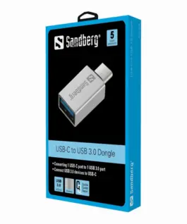 Alternative view of АДАПТЕР SANDBERG USB-C to USB 3.0 - Grey - PN 136-24