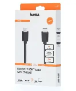 Alternative view of Кабел HAMA 205005, High-Speed, HDMI мъжко - HDMI мъжко, 4K,18Gbit/s, Ethernet, 1.5 м, Екраниран, Черен