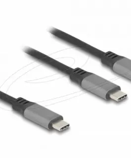 Delock Кабел USB-C Y-кабел 2 x USB-C PD 3.0 100 W 1.2 m