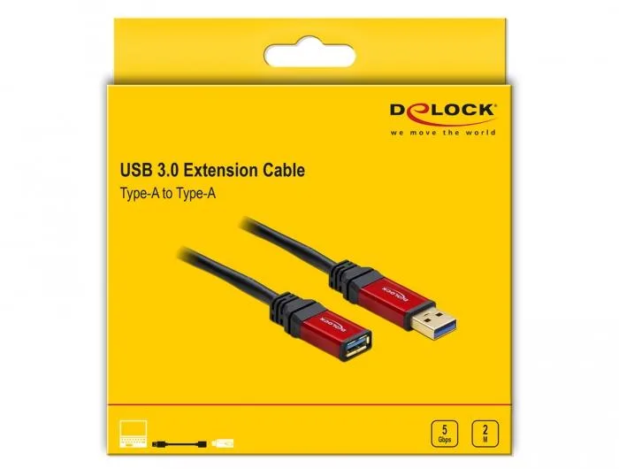 Удължителен кабел Delock USB-A мъжко - USB-А женско, 2 м, Premium, Екраниран, Черен - Image 4