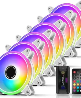 Комплект вентилатори EZDIY-FAB Moonlight White RGB PWM 120mm - 6 Pack