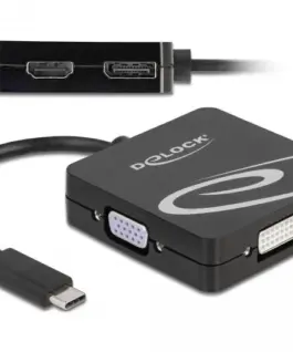 Alternative view of Адаптер 4 в 1 Delock 63129 USB-C мъжко - VGA / DVI / DP / HDMI женско, Черен