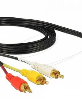 Delock Кабел стерео жак 3.5 мм 4 пинов мъжки ъглов > 3 x RCA мъжки 1.5