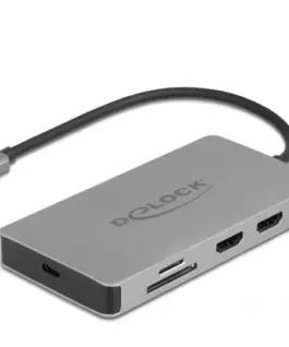 Докинг станция Delock USB-C - Dual HDMI USB 3.2 SD LAN PD3.0 Сива
