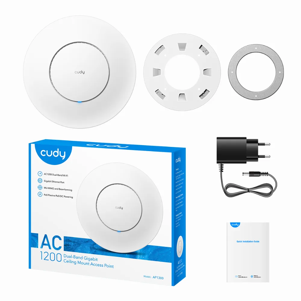 Безжичен Access Point Cudy AP1300, AC1200, 2.4/5 GHz, 300 - 867 Mbps, DC адаптер - Image 4