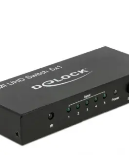5 портов HDMI суич Delock 4K@60Hz Дистанционно Черен