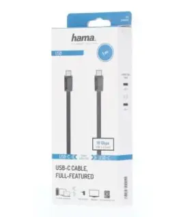 Alternative view of Кабел HAMA eMarker чип USB 3.2 Gen 2, USB-C мъжко - USB-C мъжко, 1 м, 10 Gbit/s, 5A/100W