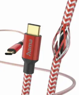 Кабел HAMA Reflective USB-C мъжко - USB-C мъжко 1.5 м. Червен