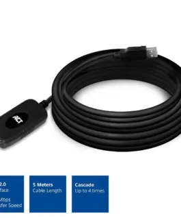 Alternative view of Кабел ACT AC6005 USB-A мъжко - женско, 5.0 м