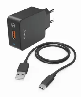 Мрежово зарядно HAMA 220V USB-C Qualcomm Quick Charge 19.5W Вкл. кабел