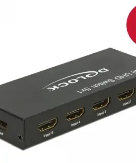 Alternative view of 5 портов HDMI суич Delock 4K@60Hz, Дистанционно, Черен