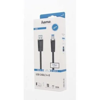 Кабел HAMA USB 3.0 -A мъжко -B мъжко, 1.5 м, 1 звезда - Image 2