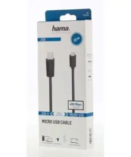 Alternative view of Кабел HAMA, USB 2.0 - micro USB, 1.5 м., Черен, екраниран