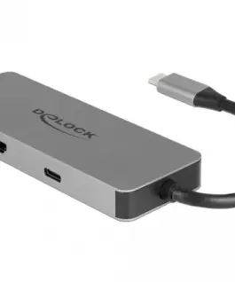 Alternative view of Докинг станция Delock, USB-A, USB-C, HDMI, SD, Micro SD, PD, 4K, Подсветка, Сива
