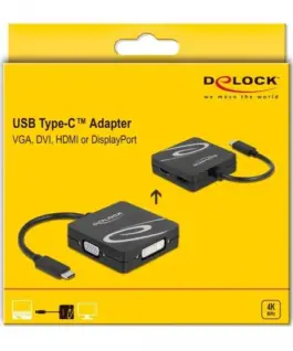 Адаптер 4 в 1 Delock 63129 USB-C мъжко - VGA / DVI / DP / HDMI женско