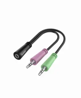 Жак адаптер HAMA 3.5 mm жак женско - 2 x 3.5 mm жак мъжко 10cm