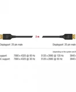 Кабел Delock  DisplayPort мъжко - DisplayPort мъжко, 2.0м, 8K 60 Hz, Черен - Image 3