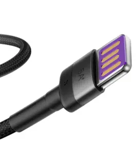 Кабел Baseus CATKLF-PG1 Cafule USB-А към USB-C с въжена оплетка и бързо зареждане 1м
