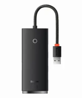 USB хъб Baseus WKQX030001 USB-A Lite Series 5в1, мултифункционален, 25см, черен