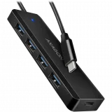 Alternative view of AXAGON HUE-C1C, HUB 4-port USB 5Gbps 19cm USB-C кабел