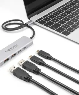 Alternative view of USB хъб Delock 64230, USB-C - 2 x USB-C, 2 x USB-A, 10 Gbps