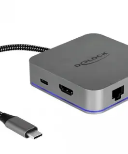Докинг станция Delock USB-A USB-C HDMI Gigabit LAN PD Подсветка