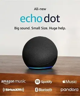 Alternative view of Преносима смарт тонколона Amazon Echo Dot 5, Гласов асистент, Alexa, Черна