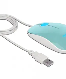 Alternative view of Мишка за компютър, оптична DeLock, USB-A, Кабел 1.3 м, USB, 1200 dpi, Tюркоаз