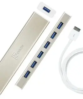 Alternative view of Хъб 7-портов J5 Create USB-C JCH377, USB 3.0, 1:7, Бял