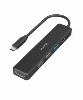 USB-C 5-портов хъб 3х USB-A1x USB-C HDMI4К Черен