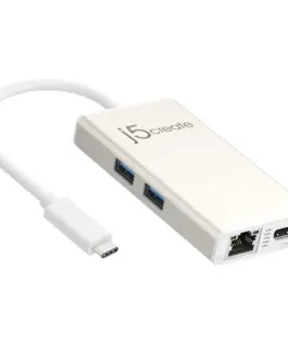 Мултипортов USB-C адаптер j5Create JCA374 HDMI Ethernet USB 3.0 хъб PD 2.0