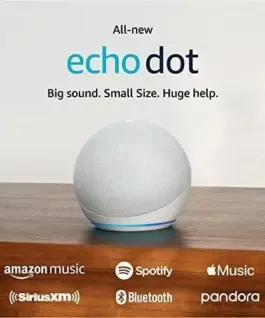 Alternative view of Преносима смарт тонколона Amazon Echo Dot 5, Гласов асистент, Alexa, Бяла