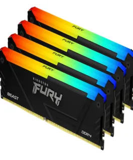 Alternative view of Памет за компютър Kingston FURY Beast Black RGB 64GB(4x16GB) DDR4 3200MHz CL16