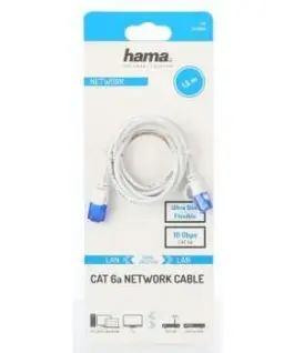 Alternative view of Мрежов кабел HAMA Flexi-Slim, U/UTP CAT 6a, 10 Gbit/s, RJ-45 - RJ45, 1.50 m, Бял