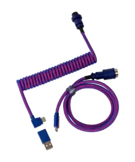 Кабел за клавиатура Keychron Premium Angled Purple Coiled Aviator Custom USB Cable USB-C -