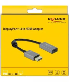 Alternative view of Адаптер Delock, DisplayPort 1.4 мъжко - HDMI женско, 4K 60 Hz (HDR)