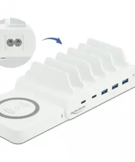 Alternative view of USB и безжично зарядно Delock, 2 x USB-C PD, 3 x USB-A