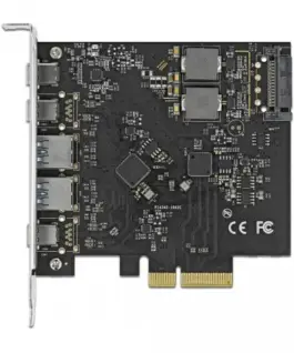 Контролер Delock PCI Express Card x4 -> 3 x USB-C + 2x USB-A 10Gbps
