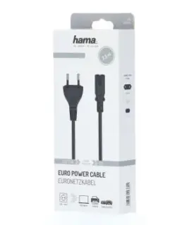 Alternative view of Захранващ кабел HAMA Euro Plug, 2-Pin(IEC C7) женско, 2.5 m, Черен