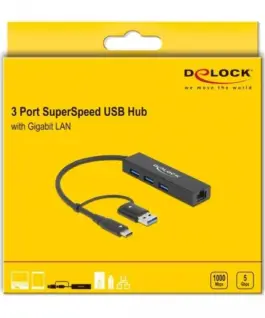 Alternative view of USB хъб 3 порта, 3.2 Gen 1, DELOCK-64149