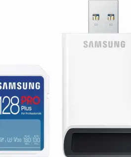 Карта памет Samsung PRO Plus SD Card 128GB USB Четец Бяла
