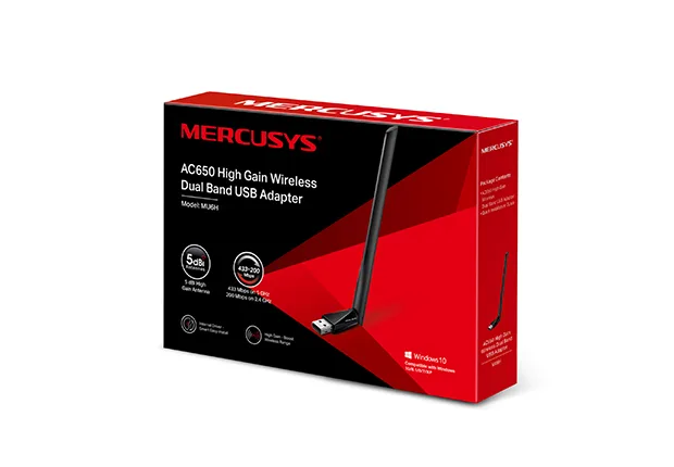 Безжичен USB 2-лентов адаптер Mercusys MU6H AC650 - Image 39
