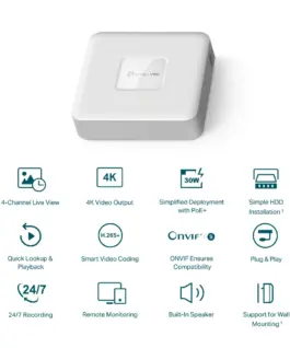 Alternative view of NVR TP-Link VIGI NVR1104H-4P PoE+ 4-канален