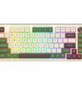 Геймърска механична клавиатура Redragon Cyrus Pro K681CGC-RGB-PRO с Bluetooth и безжична връзка бяла със зелено и RGB