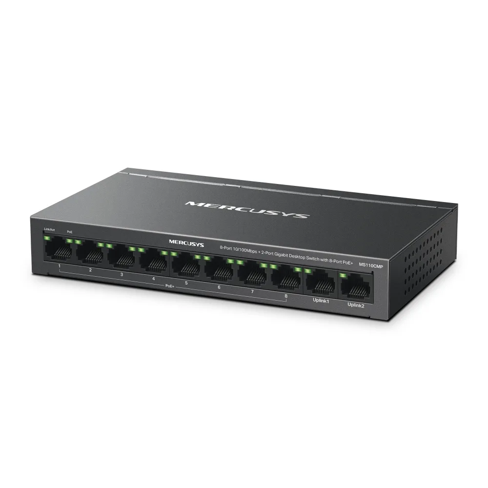 10-портов Gigabit Desktop комутатор с 8-Port PoE+ Mercusys MS110CMP - Image 6