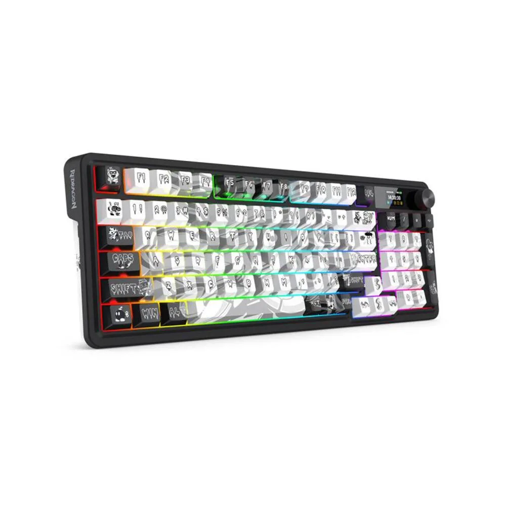 Bluetooth и безжична механична геймърска клавиатура Redragon Artemis Pro Anime K719GF-RGB-PRO RGB осветление - черно с бяло - Image 6