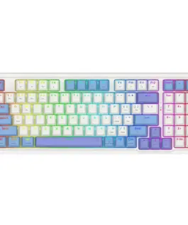 Кабелна и безжична Bluetooth геймърска клавиатура Redragon Gloria Pro K664WBP-RGB-PRO бяло RGB