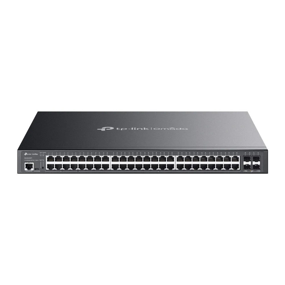 48-портов гигабитов и 4-портов 10GE SFP+ L2+ управляем комутатор с 40-портов PoE+ и 8-портов PoE++ TP-Link Omada SG3452XMPP